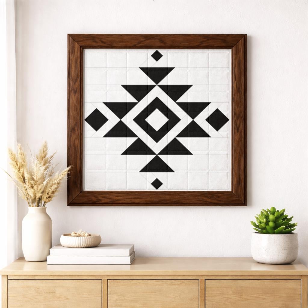 Aztec Quilt Block Pattern | Navajo Foundation Paper Piecing | Black and ...