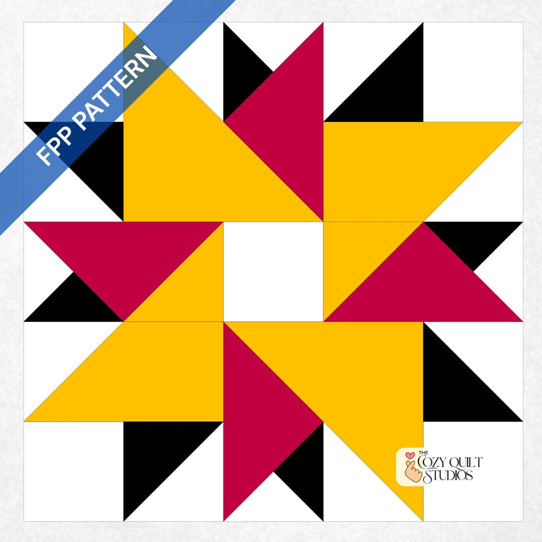Star Quilt Block FPP Pattern | Easy FPP Quilt Block Pattern PDF (A4 ...