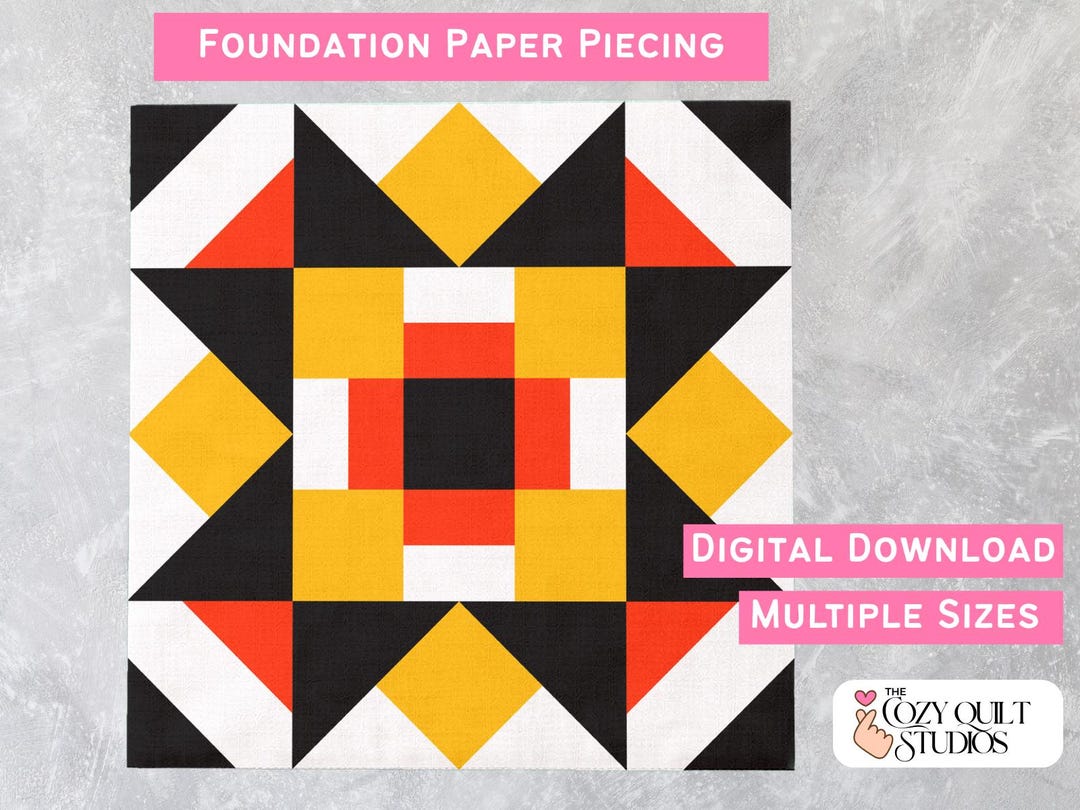 Framed Sawtooth Star FPP Quilt Block Pattern | Geometric Star Quilt ...