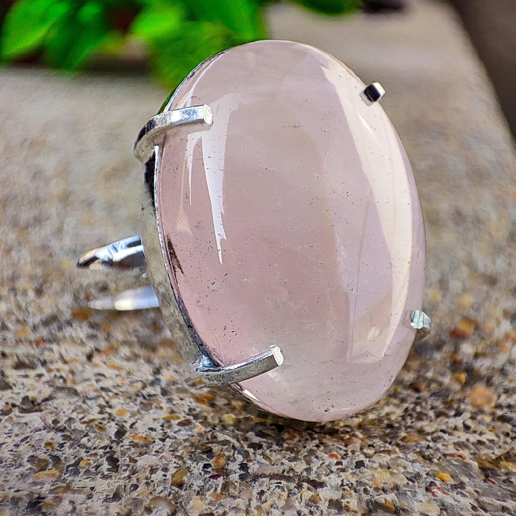 925 Sterling Silver Rose Quartz Gemstone Ring Anniversary Gift Women's Jewellery Gift For Her