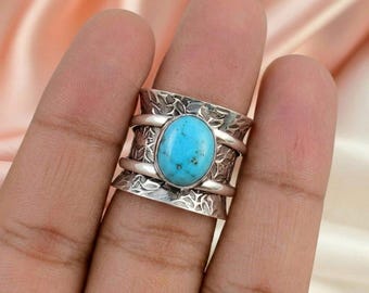 Anillo de plata de ley con turquesa – Joyería para aniversario y compromiso para mujer