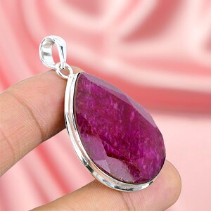 Teardrop Red Ruby Pendant: 925 Sterling Silver Women&#39;s Jewelry
