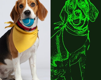 Custom Neon Glow Pet Portrait – Electric Digital Art – Personalized Pet Portrait