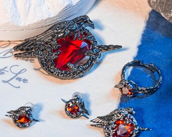 Love and Deepspace Sylus Crow Brooch Crow Ring Crow Necklace