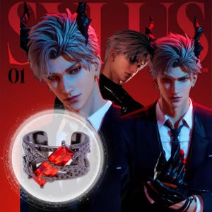 Love and Deep Space，Sylus Jewelry，Sylus ring, gunmetal black ruby, high-end punk retro open ring for men and women，fan art,爱と深空, 러브앤딥스페이스