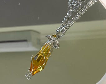 Lord of Mysteries Klein Spirit Pendulum Necklace for Cosplay & Daily Wear,Handmade Steampunk Smoky Citrine Pendant,Divination Accessory