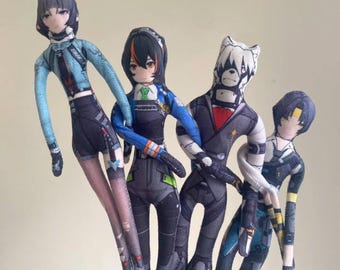 Zenless Zone Zero All Roles Abstract Print Plush - Fan-Made Poseable Wire Fun Doll (Trigger Team/Asaba Yuma/Evelyn/Trigger) Print doll