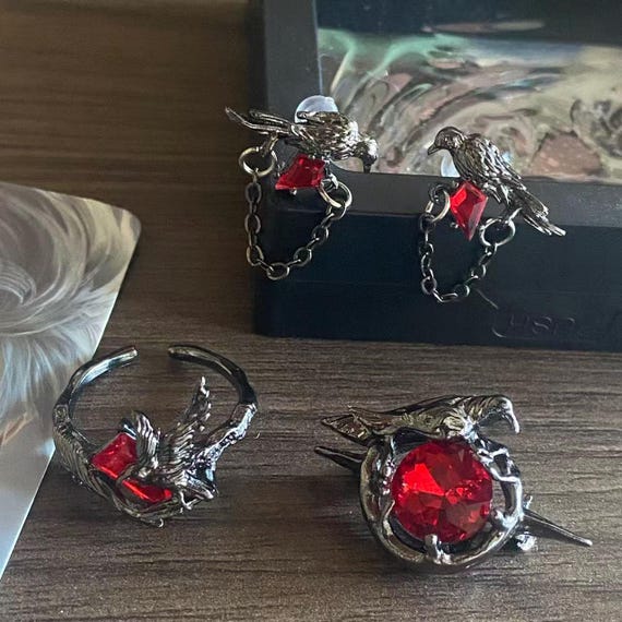 Love and Deepspace Sylus Crow Brooch Crow Ring Crow Necklace