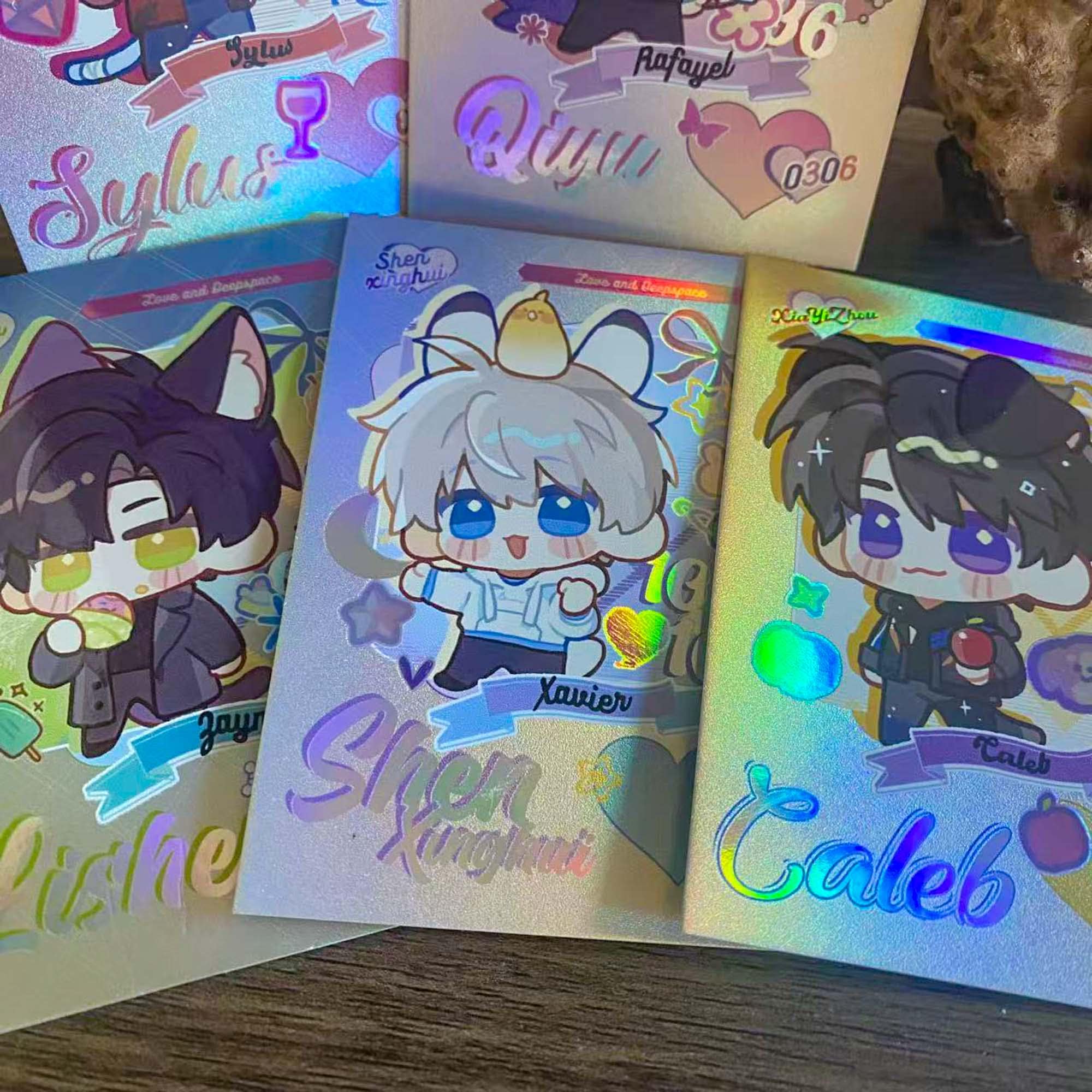 Love and Deep Space Laser Photo Cards, Xavier, Rafayel, Zayne, Sylus ...