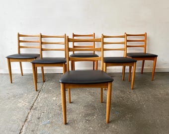 6 Mid Century eetkamerstoelen van Schreiber