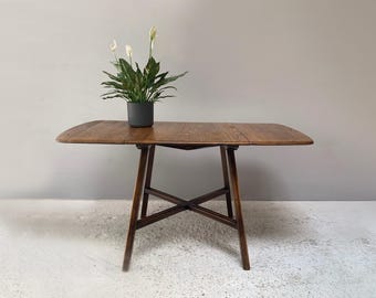 Ercol 1950’s ‘Old Colonial 377” Blue Label Drop Leaf Table