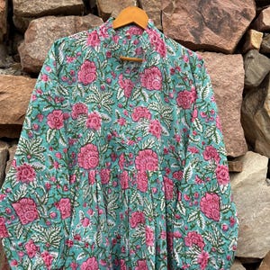Artisan Handmade Block Print Dress, Hand Block Printed Summer Dress, Organic Cotton Ethical Sustainable Sundress Women Maxi party Gown Top