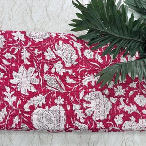 Colcha de algodón Jaipuri Kantha: Edredón indio Gudari Kantha tamaño Queen, sábana Kantha acolchada reversible