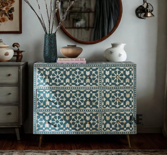 Moroccan Bone Inlay Dresser With Brass Legs  Handmade Storage Cabinet,  Luxury Bedroom Furniture - Etsy Israel
