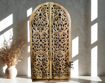 Handgeschnitzter Kleiderschrank aus Mangoholz Almirah, handgefertigter Schrank, rustikale Schlafzimmermöbel