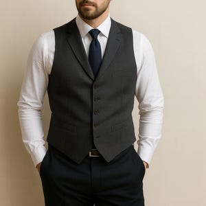 Tailored Slim Fit Waistcoat: Custom Formal Vest for Wedding or Business