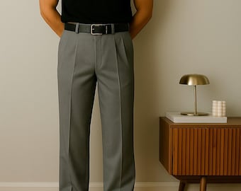 Comfortable Modern Fit Formal Trouser for Men Ash Grey Poly Wool  Lightweight Business Casual Wedding Parties Dress Pants Everyday Wear - Etsy