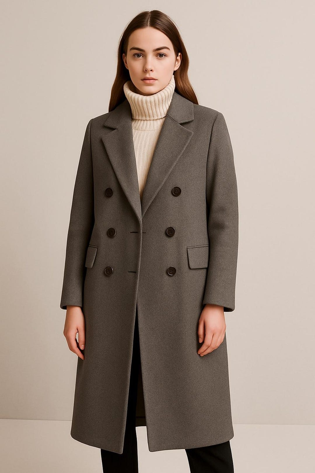 Gray Wool Blend Double Breasted Overcoat: Tailored Winter Coat