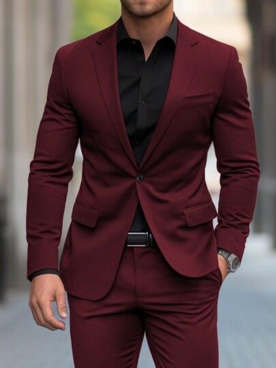 strapless open back dress Men's Red and Black Floral Tuxedo Suit Slim Fit 2 Piece Embroidered Outfit Weddings, Prom 2026, Formal Events USA Outlet 38 Short Jacket+32 Waist main image 1