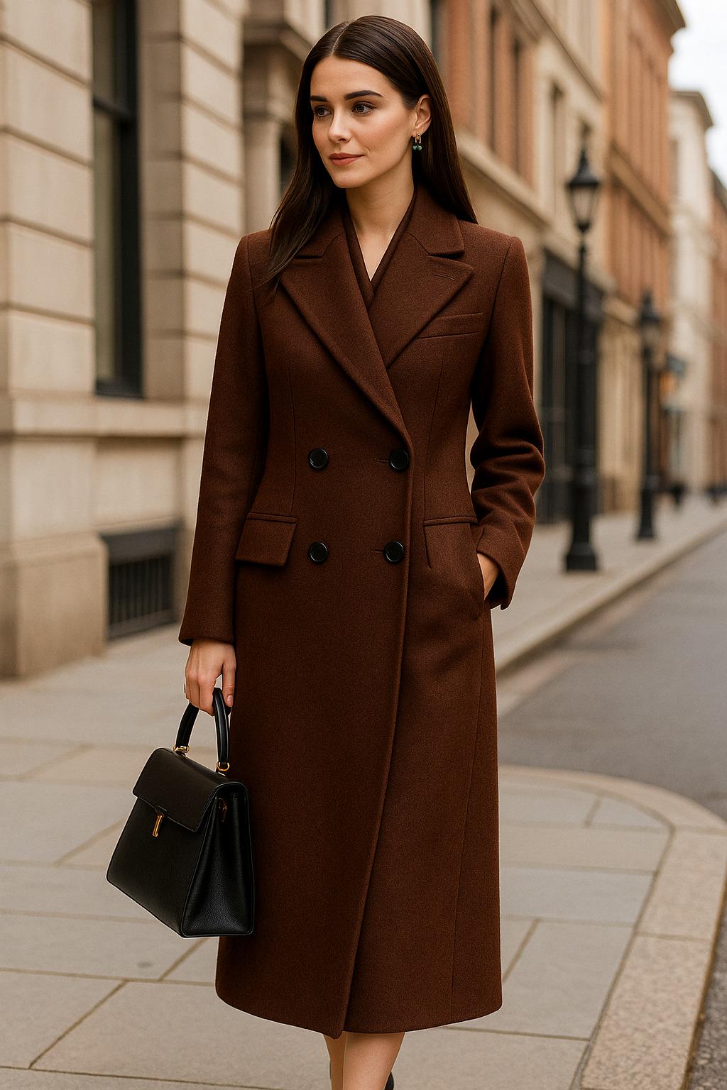 Stylish Brown Tweed Wool Coat - Double-breasted Long Overcoat - Etsy