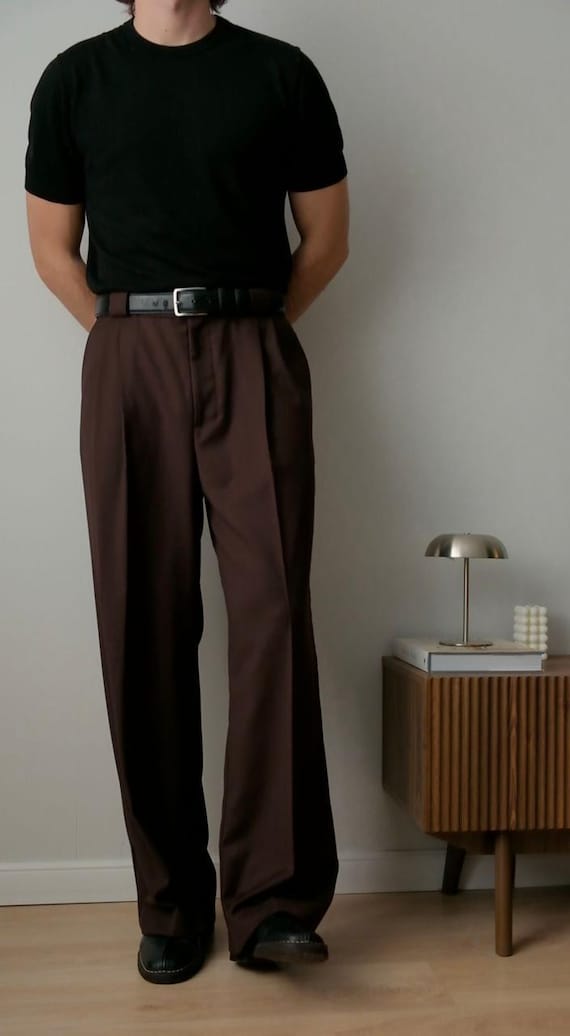 brown dress slacks for men Office Pants| Pant |Brown Pants Men these will quickly become your go Mens Chocolate Brown Wide Leg