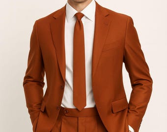 Men's Rust Terracotta 2 PC Slim Fit Suit For wedding, Groom, Prom Suits