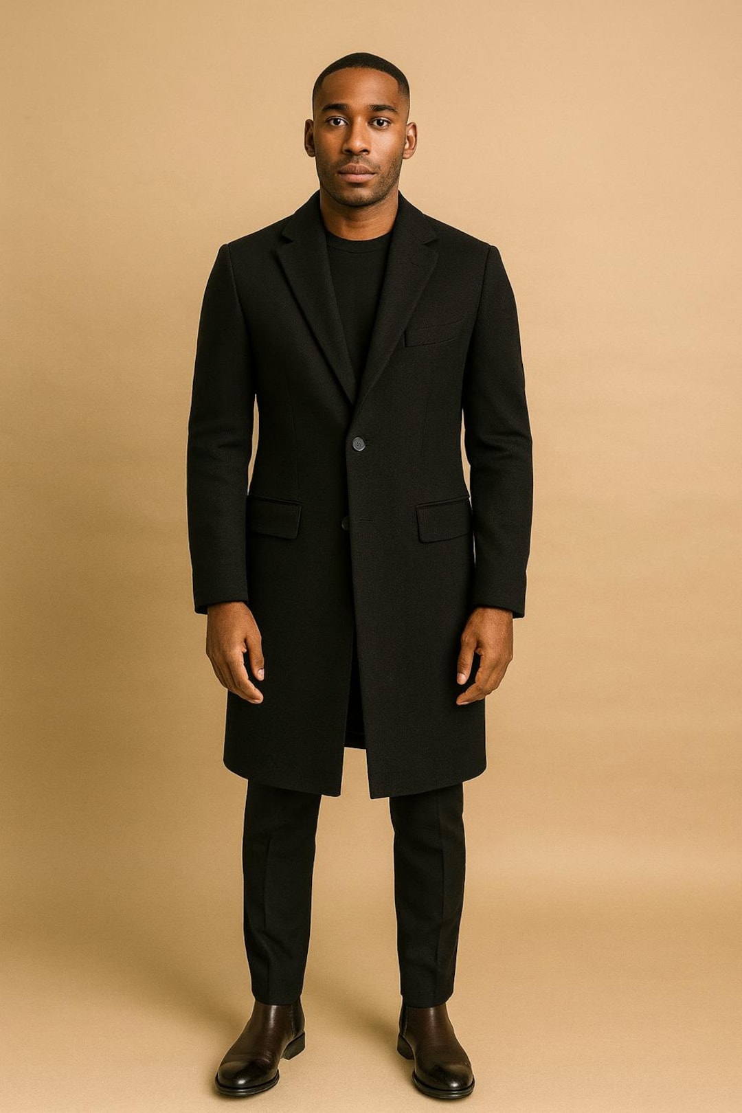 Men's Black Tweed Wool Overcoat: Double-breasted Winter Coat - Etsy