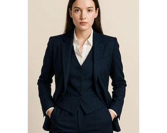 Navy Blue 3-Piece Suit | Women’s Tailored Business Suit