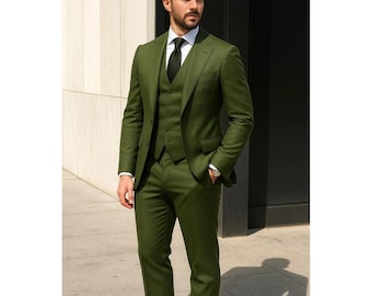 Traje verde de 3 piezas para hombre – Traje de boda y de novio a medida