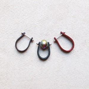 Leather Add-a-Bead Ring Blanks in Black, Brown or Rust, Beadable fits Small and Large Hole Beads image 2