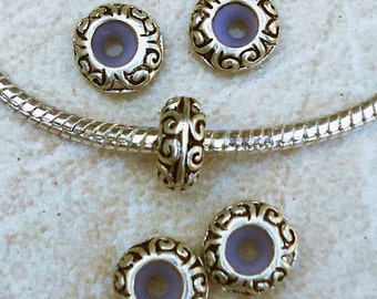 DOS cuentas de tapón de goma con diseño para pulseras de dijes de estilo europeo