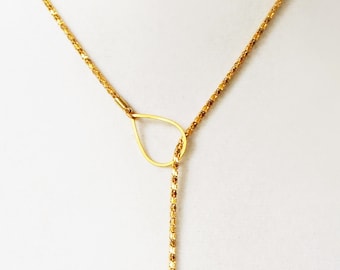 Gold Lariat Lasso Necklace with Free Spiral Charm