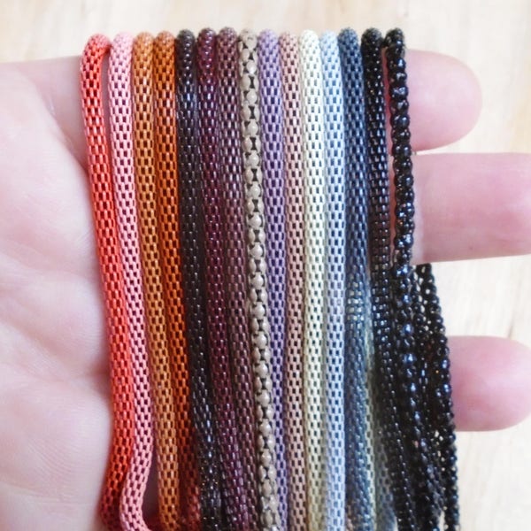 3mm Mesh Chain Necklace Orange Brown Grey Black BUY 4 GET 1 FREE~Hollow Snake Chain fits European Charms and Beads Choice of Color and Size