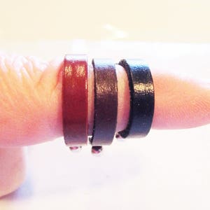 Leather Add-a-Bead Ring Blanks in Black, Brown or Rust, Beadable fits Small and Large Hole Beads image 3