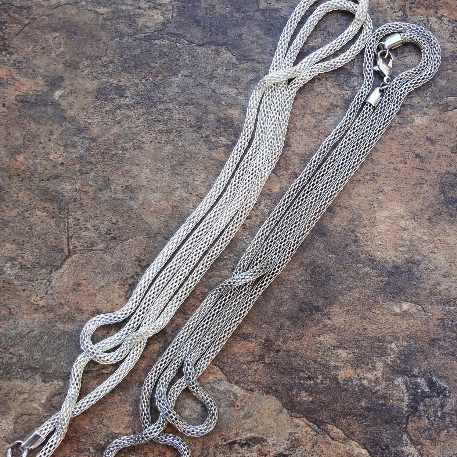 4 Mesh chain necklaces (17-20) for European charms and beads at a great price