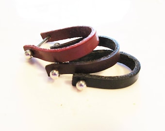 Leather Add-a-Bead Ring Blanks in Black, Brown or Rust, Beadable fits Small and Large Hole Beads