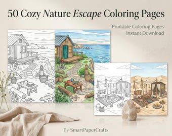 Nature Landscape Coloring Pages Bundle for Teens Adults (Digital Download)