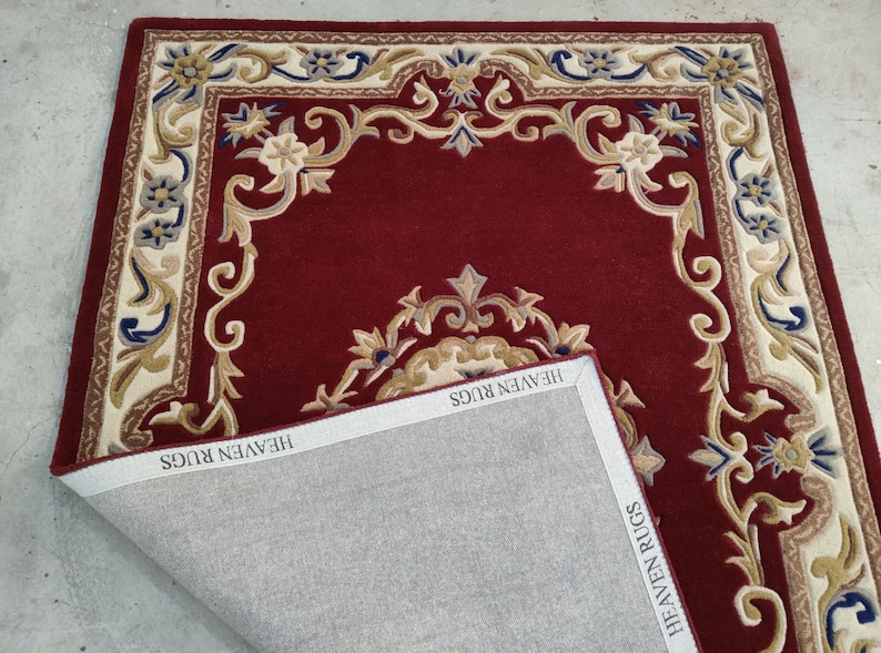Red Tuft Rug Handmade Red Floral Tufted Rug, Vintage Medallion Wool Area Rug ...