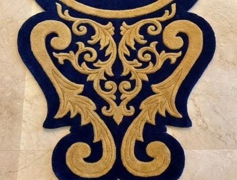 Royal Runner Rug Texture Luxury Royal Blue Gold Tufted Runner Rug, Handmade Baroque Hallway ...