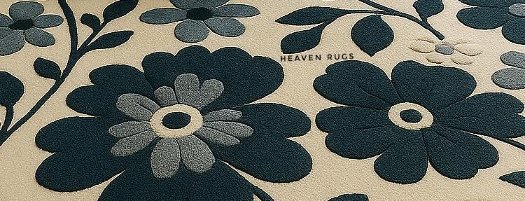 Hand Tufted Modern Floral Area Blue Beige Flower Rug for Bedroom Living ...