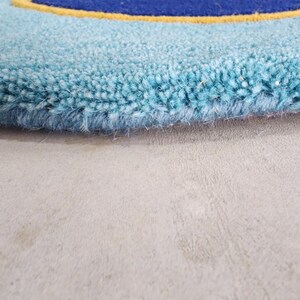 Luxury Teal Scalloped Handmade Tufted Rug, Custom Royal Living Room Carpet, Vintage Floral Area Rug Decor image 17