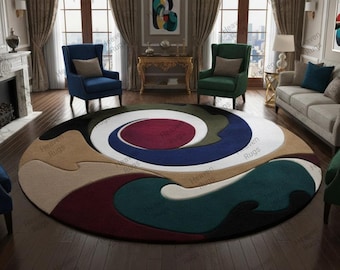 Hand tufted Modern Abstract Round Rug Luxury Carpet for Living Room Soft 3D Contemporary Floor Decor Custom Color Decorative Area Rug