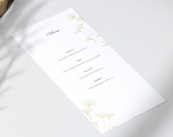 Minimalist Floral Wedding Menu – Canva Template