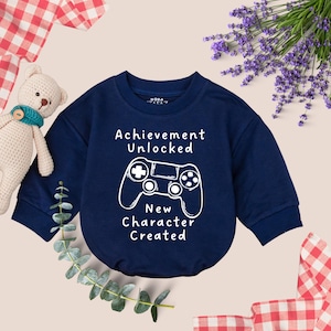 Achievement Unlocked Baby Romper, New Character Created  Romper, Retro Gaming Baby Reveal Bodysuit, Video Game Baby Romper,Gaming Lover Gilf