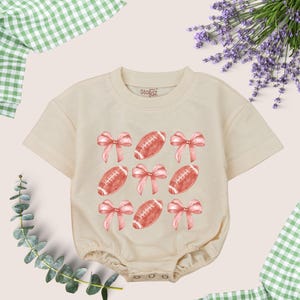 Football Bow Bubble Romper, Football Birthday,Football Game Baby, Gameday Outfit, Baby Clothes,Short Sleeve Romper,Newborn Clothes
