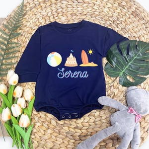 Custom Name Summer Beach Baby Romper, Summer Baby Bodysuit, Summer Baby girl Clothes, Baby Shower Gift, Newborn Clothes, Vacation baby