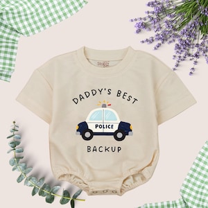 Daddy&#39;s Best Backup Baby Romper, Police Baby Clothes, Baby Bodysuit, Baby Police Shirt, Kids Police Car Tee, Cute Police Car Toddler Shirt