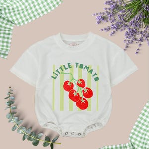 Little Tomato Baby Bodysuit, Cottagecore Infant Clothing, Vegan Baby Gift, Funny Tomato, Vegan Shirt, Cute Natural Baby,Retro Summer,Newborn