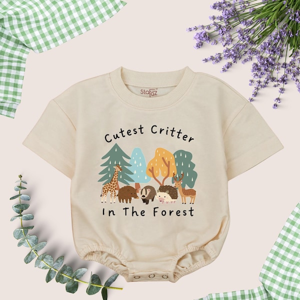 Cutest Critter In The Forest Baby Romper, Brand Woodland Animals, Baby Shower Gift, Woodland Animals Shirt, Baby Bodysuit for Newborn Outfit