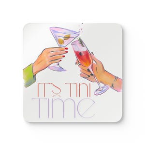Cocktail Coaster Set | It&#39;s Tini Time, Drink Coasters, Bar Accessories, Gift for Her, Home Decor